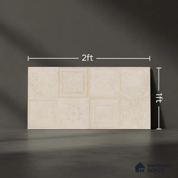 Highlighter Wall Tile TL 06531 C G Lux Beige Decor 2 ft x 1 ft Ceramic Matte Finish - 8 mm | Suitable for Kitchen, Bathroom & Balcony Walls