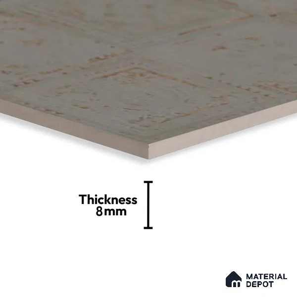Highlighter Wall Tile TL 06531 F G Lux Grey Decor 2 ft x 1 ft Ceramic Matte Finish - 8 mm | Suitable for Kitchen, Bathroom & Balcony Walls