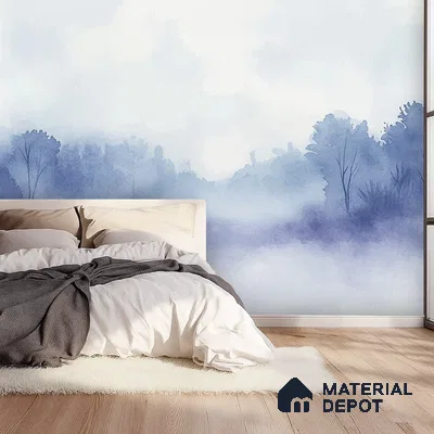 Morning Fog Design | WP 04158 Canvas Texture Finish Abstract Style luxurious Customized size Wallpaper | 250 GSM WP01CNF Paper | (MOQ = 30 Sq. Ft.)