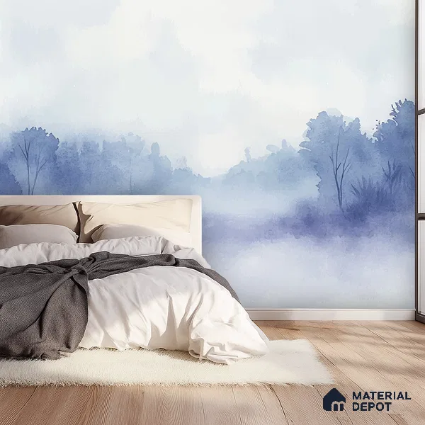 Morning Fog Design | WP 04158 Canvas Texture Finish Abstract Style luxurious Customized size Wallpaper | 250 GSM WP01CNF Paper | (MOQ = 30 Sq. Ft.)