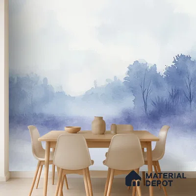 Morning Fog Design | WP 04158 Canvas Texture Finish Abstract Style luxurious Customized size Wallpaper | 250 GSM WP01CNF Paper | (MOQ = 30 Sq. Ft.)