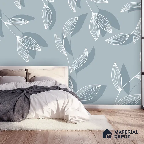 Soft Sky Botanica Spring Garden View | WP 04142 Canvas Texture Finish Tropical Style luxurious Customized size Wallpaper | 250 GSM WP01CNF Paper | (MOQ = 30 Sq. Ft.)