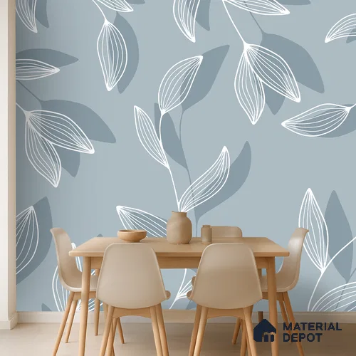 Soft Sky Botanica Spring Garden View | WP 04142 Canvas Texture Finish Tropical Style luxurious Customized size Wallpaper | 250 GSM WP01CNF Paper | (MOQ = 30 Sq. Ft.)