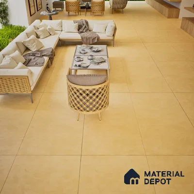 Stone Look Wall & Floor Tile TL 06614 E Neutral Mustard 4 ft x 2 ft Vitrified Matte Finish - 9 mm | Random 4 | Suitable for Living Room, Bedroom, Bathroom, Kitchen, Dining (Sample)
