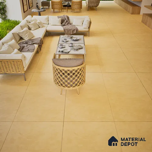 Stone Look Wall & Floor Tile TL 06614 E Neutral Mustard 4 ft x 2 ft Vitrified Matte Finish - 9 mm | Random 4 | Suitable for Living Room, Bedroom, Bathroom, Kitchen, Dining