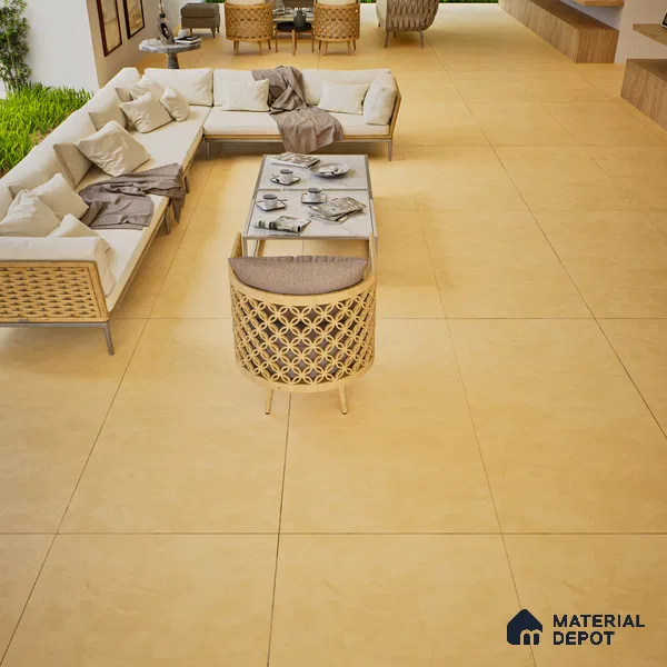Stone Look Wall & Floor Tile TL 06614 E Neutral Mustard 4 ft x 2 ft Vitrified Matte Finish - 9 mm | Random 4 | Suitable for Living Room, Bedroom, Bathroom, Kitchen, Dining (Sample)