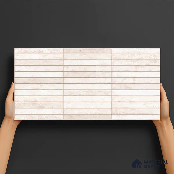 Subway Wall Tile TL 06560 B Sarkel Pearl 2 ft x 1 ft Ceramic Glossy Finish - 8 mm | Suitable for Kitchen & Bathroom | Please Expect a Slight Variation of Pattern (Sample)