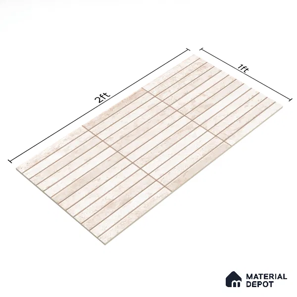 Subway Wall Tile TL 06560 B Sarkel Pearl 2 ft x 1 ft Ceramic Glossy Finish - 8 mm | Suitable for Kitchen & Bathroom | Please Expect a Slight Variation of Pattern (Sample)
