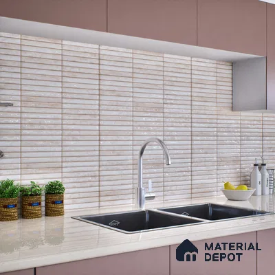Subway Wall Tile TL 06560 B Sarkel Pearl 2 ft x 1 ft Ceramic Glossy Finish - 8 mm | Suitable for Kitchen & Bathroom | Please Expect a Slight Variation of Pattern (Sample)