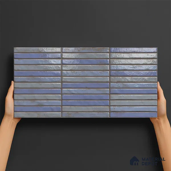 Subway Wall Tile TL 06560 Sarkel Blue 2 ft x 1 ft Ceramic Glossy Finish - 8 mm | Suitable for Kitchen & Bathroom | Please Expect a Slight Variation of Pattern