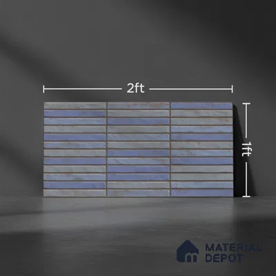 Subway Wall Tile TL 06560 Sarkel Blue 2 ft x 1 ft Ceramic Glossy Finish - 8 mm | Suitable for Kitchen & Bathroom | Please Expect a Slight Variation of Pattern