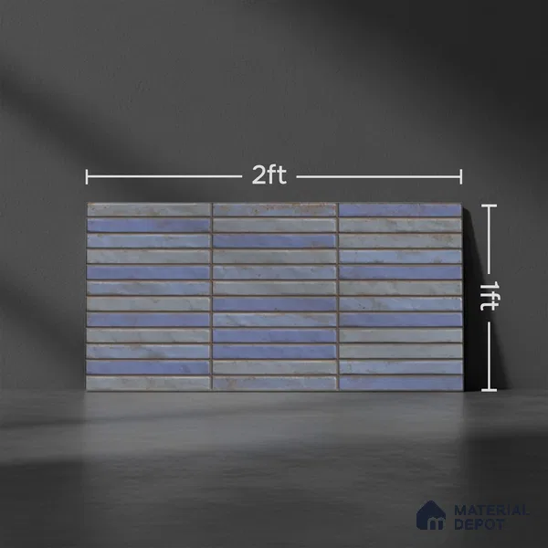 Subway Wall Tile TL 06560 Sarkel Blue 2 ft x 1 ft Ceramic Glossy Finish - 8 mm | Suitable for Kitchen & Bathroom | Please Expect a Slight Variation of Pattern