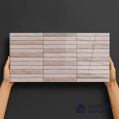 Subway Wall Tile TL 06560 C Sarkel Grey 2 ft x 1 ft Ceramic Glossy Finish - 8 mm | Suitable for Kitchen & Bathroom | Please Expect a Slight Variation of Pattern (Sample)