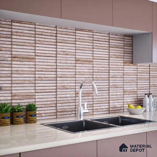 Subway Wall Tile TL 06560 C Sarkel Grey 2 ft x 1 ft Ceramic Glossy Finish - 8 mm | Suitable for Kitchen & Bathroom | Please Expect a Slight Variation of Pattern (Sample)