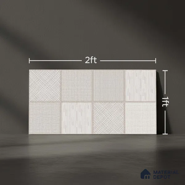 Faux Subway Wall Tile TL 06526 C Mandavi Royal Grey 2 ft x 1 ft Ceramic Matte Finish - 8 mm | Suitable For Kitchen Backsplash, Bathroom & Basin Accent