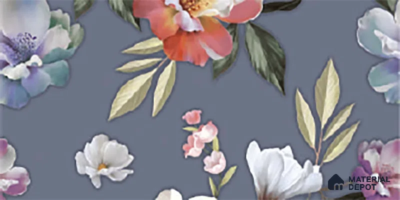 Floral Wall Tile TL 06526 Q NG Mandavi Royal Blue Flower A 2 ft x 1 ft Ceramic Matte Finish - 8 mm | Suitable for Living Room, Kitchen & Bathroom | Please Expect a Slight Variation of Pattern