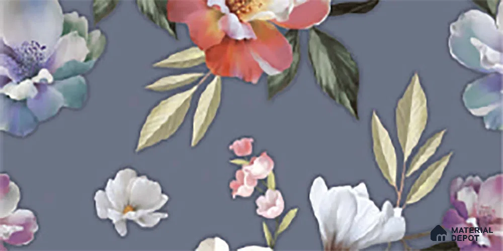 Floral Wall Tile TL 06526 Q NG Mandavi Royal Blue Flower A 2 ft x 1 ft Ceramic Matte Finish - 8 mm | Suitable for Living Room, Kitchen & Bathroom | Please Expect a Slight Variation of Pattern