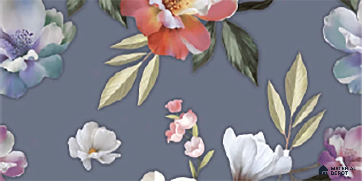 Floral Wall Tile TL 06526 Q NG Mandavi Royal Blue Flower A 2 ft x 1 ft Ceramic Matte Finish - 8 mm | Suitable for Living Room, Kitchen & Bathroom | Please Expect a Slight Variation of Pattern