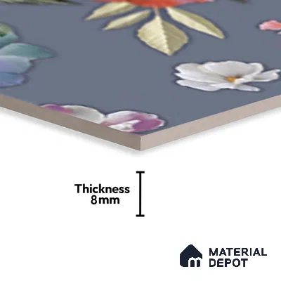 Floral Wall Tile TL 06526 Q NG Mandavi Royal Blue Flower A 2 ft x 1 ft Ceramic Matte Finish - 8 mm | Suitable for Living Room, Kitchen & Bathroom | Please Expect a Slight Variation of Pattern