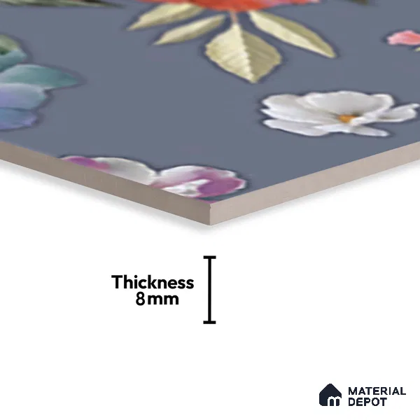 Floral Wall Tile TL 06526 Q NG Mandavi Royal Blue Flower A 2 ft x 1 ft Ceramic Matte Finish - 8 mm | Suitable for Living Room, Kitchen & Bathroom | Please Expect a Slight Variation of Pattern
