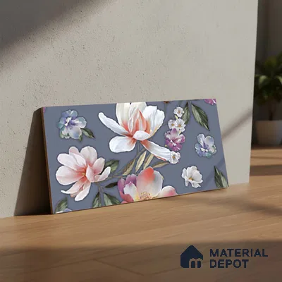 Floral Wall Tile TL 06526 R NG Mandavi Royal Blue Flower B 2 ft x 1 ft Ceramic Matte Finish - 8 mm | Suitable for Living Room, Kitchen & Bathroom | Please Expect a Slight Variation of Pattern