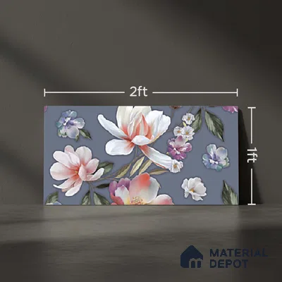 Floral Wall Tile TL 06526 R NG Mandavi Royal Blue Flower B 2 ft x 1 ft Ceramic Matte Finish - 8 mm | Suitable for Living Room, Kitchen & Bathroom | Please Expect a Slight Variation of Pattern