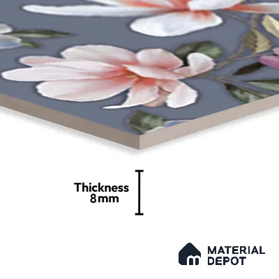 Floral Wall Tile TL 06526 R NG Mandavi Royal Blue Flower B 2 ft x 1 ft Ceramic Matte Finish - 8 mm | Suitable for Living Room, Kitchen & Bathroom | Please Expect a Slight Variation of Pattern
