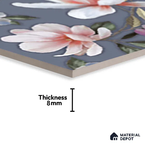 Floral Wall Tile TL 06526 R NG Mandavi Royal Blue Flower B 2 ft x 1 ft Ceramic Matte Finish - 8 mm | Suitable for Living Room, Kitchen & Bathroom | Please Expect a Slight Variation of Pattern