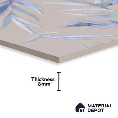 Floral Wall Tile TL 06526 S NG Mandavi Royal Grey Leaf A 2 ft x 1 ft Ceramic Matte Finish - 8 mm | Suitable for Living Room, Kitchen & Bathroom | Please Expect a Slight Variation of Pattern