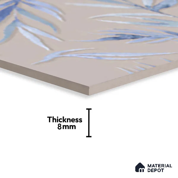 Floral Wall Tile TL 06526 S NG Mandavi Royal Grey Leaf A 2 ft x 1 ft Ceramic Matte Finish - 8 mm | Suitable for Living Room, Kitchen & Bathroom | Please Expect a Slight Variation of Pattern