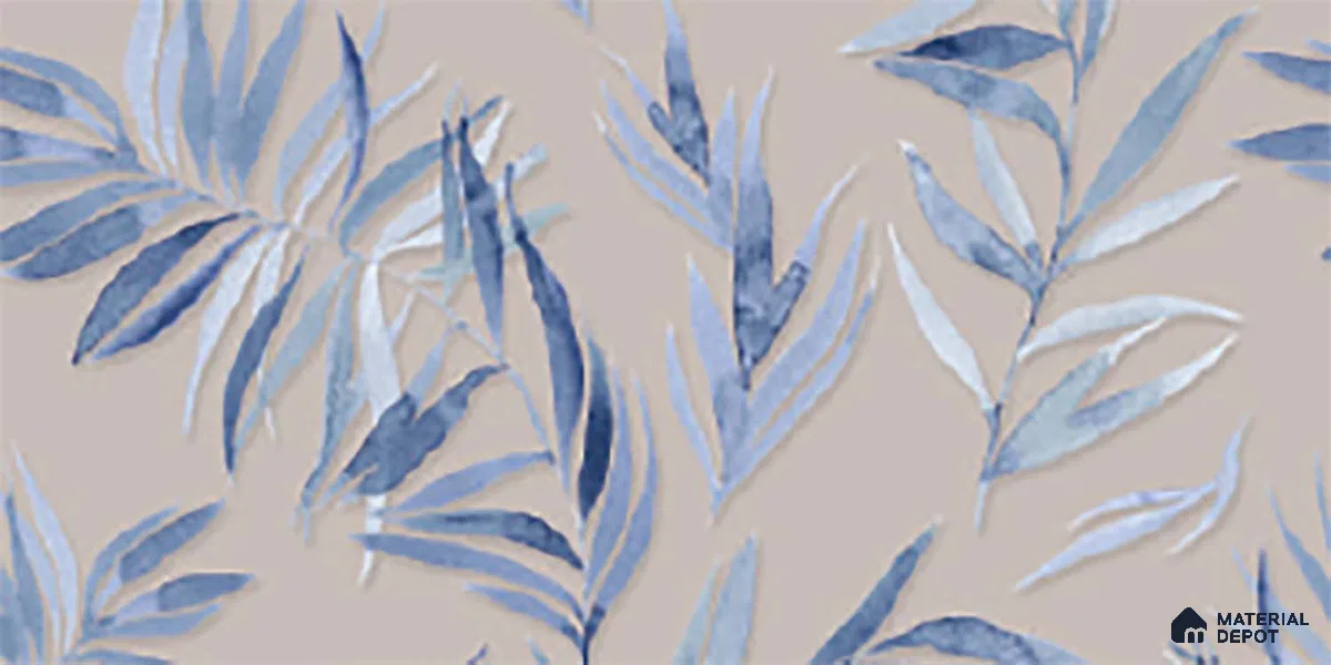 Floral Wall Tile TL 06526 T NG Mandavi Royal Grey Leaf B 2 ft x 1 ft Ceramic Matte Finish - 8 mm | Suitable for Living Room, Kitchen & Bathroom | Please Expect a Slight Variation of Pattern
