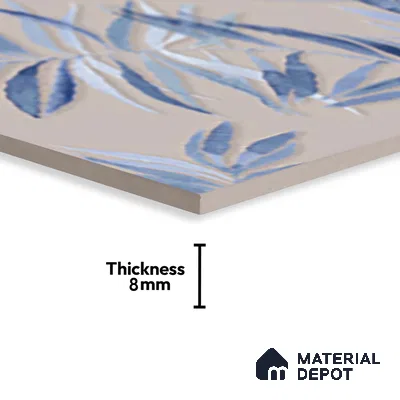 Floral Wall Tile TL 06526 T NG Mandavi Royal Grey Leaf B 2 ft x 1 ft Ceramic Matte Finish - 8 mm | Suitable for Living Room, Kitchen & Bathroom | Please Expect a Slight Variation of Pattern