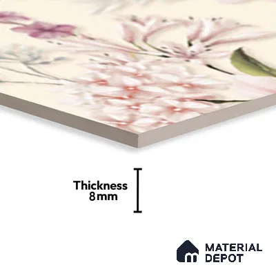 Floral Wall Tile TL 06526 U NG Mandavi Royal Ivory Flower A 2 ft x 1 ft Ceramic Matte Finish - 8 mm | Suitable for Living Room, Kitchen & Bathroom | Please Expect a Slight Variation of Pattern (Sample)