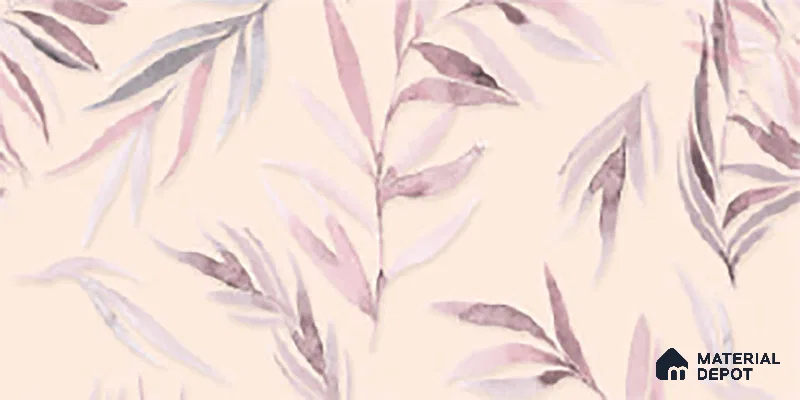 Floral Wall Tile TL 06526 W NG Mandavi Royal Pink Leaf A 2 ft x 1 ft Ceramic Matte Finish - 8 mm | Suitable for Living Room, Kitchen & Bathroom | Please Expect a Slight Variation of Pattern