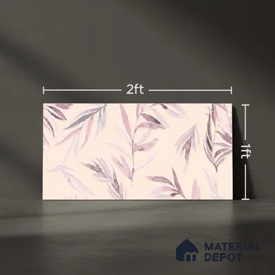 Floral Wall Tile TL 06526 W NG Mandavi Royal Pink Leaf A 2 ft x 1 ft Ceramic Matte Finish - 8 mm | Suitable for Living Room, Kitchen & Bathroom | Please Expect a Slight Variation of Pattern