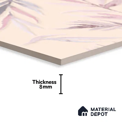 Floral Wall Tile TL 06526 W NG Mandavi Royal Pink Leaf A 2 ft x 1 ft Ceramic Matte Finish - 8 mm | Suitable for Living Room, Kitchen & Bathroom | Please Expect a Slight Variation of Pattern