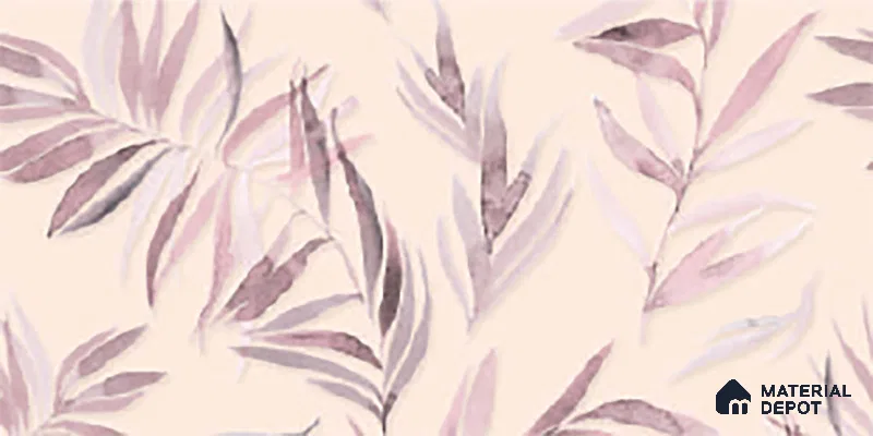 Floral Wall Tile TL 06526 X NG Mandavi Royal Pink Leaf B 2 ft x 1 ft Ceramic Matte Finish - 8 mm | Suitable for Living Room, Kitchen & Bathroom | Please Expect a Slight Variation of Pattern