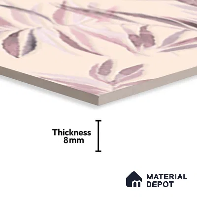 Floral Wall Tile TL 06526 X NG Mandavi Royal Pink Leaf B 2 ft x 1 ft Ceramic Matte Finish - 8 mm | Suitable for Living Room, Kitchen & Bathroom | Please Expect a Slight Variation of Pattern