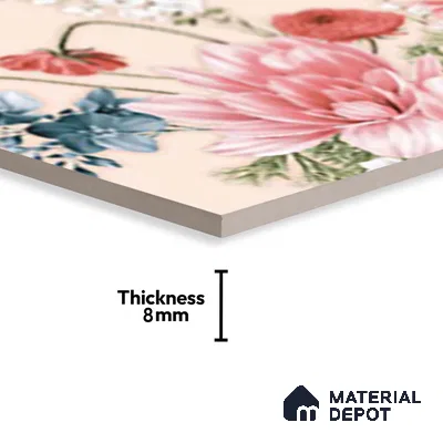 Floral Wall Tile TL 06526 Y NG Mandavi Royal Pink Flower A 2 ft x 1 ft Ceramic Matte Finish - 8 mm | Suitable for Living Room, Kitchen & Bathroom | Please Expect a Slight Variation of Pattern