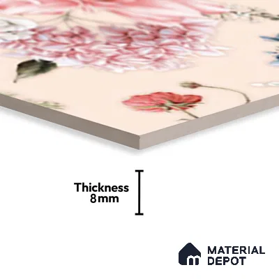 Floral Wall Tile TL 06526 Z NG Mandavi Royal Pink Flower B 2 ft x 1 ft Ceramic Matte Finish - 8 mm | Suitable for Living Room, Kitchen & Bathroom | Please Expect a Slight Variation of Pattern