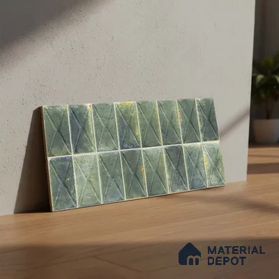 Highlighter Wall Tile TL 06537 B Beleza Green 2 ft x 1 ft Ceramic Matte Finish - 8 mm | Suitable For Kitchen Backsplash, Bathroom & Basin Accent