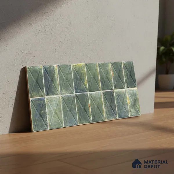 Highlighter Wall Tile TL 06537 B Beleza Green 2 ft x 1 ft Ceramic Matte Finish - 8 mm | Suitable For Kitchen Backsplash, Bathroom & Basin Accent