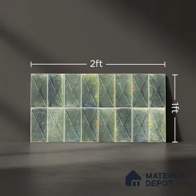 Highlighter Wall Tile TL 06537 B Beleza Green 2 ft x 1 ft Ceramic Matte Finish - 8 mm | Suitable For Kitchen Backsplash, Bathroom & Basin Accent