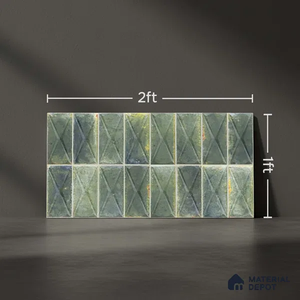 Highlighter Wall Tile TL 06537 B Beleza Green 2 ft x 1 ft Ceramic Matte Finish - 8 mm | Suitable For Kitchen Backsplash, Bathroom & Basin Accent