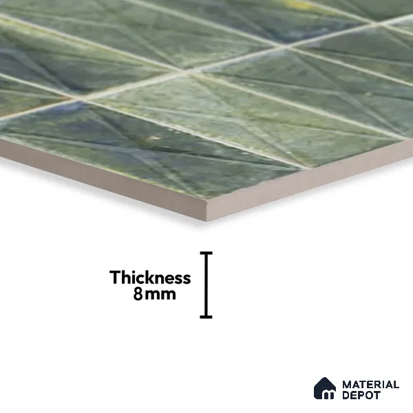 Highlighter Wall Tile TL 06537 B Beleza Green 2 ft x 1 ft Ceramic Matte Finish - 8 mm | Suitable For Kitchen Backsplash, Bathroom & Basin Accent
