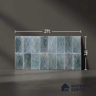 Highlighter Wall Tile TL 06537 Beleza Aqua 2 ft x 1 ft Ceramic Matte Finish - 8 mm | Suitable For Kitchen Backsplash, Bathroom & Basin Accent
