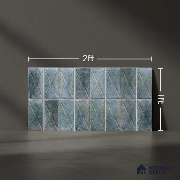 Highlighter Wall Tile TL 06537 Beleza Aqua 2 ft x 1 ft Ceramic Matte Finish - 8 mm | Suitable For Kitchen Backsplash, Bathroom & Basin Accent