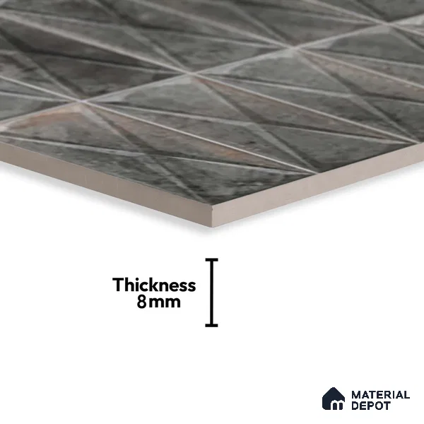 Highlighter Wall Tile TL 06537 C Beleza Black 2 ft x 1 ft Ceramic Matte Finish - 8 mm | Suitable For Kitchen Backsplash, Bathroom & Basin Accent