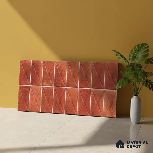 Highlighter Wall Tile TL 06537 E Beleza Red 2 ft x 1 ft Ceramic Matte Finish - 8 mm | Suitable For Kitchen Backsplash, Bathroom & Basin Accent
