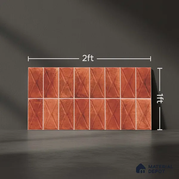 Highlighter Wall Tile TL 06537 E Beleza Red 2 ft x 1 ft Ceramic Matte Finish - 8 mm | Suitable For Kitchen Backsplash, Bathroom & Basin Accent